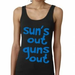 Bewild Cool Funny & Offensive LADIES Sun's Out Guns Out Tank