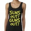 Bewild LADIES Yellow Print Sun's Out Guns Out Tank Top (Black)