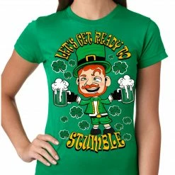 Bewild Leprechaun Let's Get Ready To Stumble Girls T-shirt