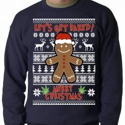 Bewild Holiday Prints Let's Get Baked Ugly Christmas Sweater Crewneck Sweatshirt