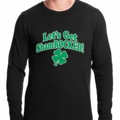 Bewild Let's Get ShamROCKED Funny Irish Thermal Shirt St.Patricks Day
