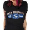 Bewild Cool Funny & Offensive Life's Priorities - Eat, Sleep & Make Money Girls T-Shirt