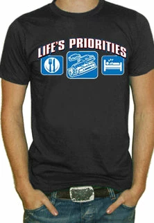 Bewild Sport Inspiration Lifes Priorities Racing T-Shirt