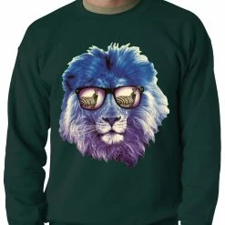 Bewild Lion Wearing Sunglasses Looking At A Zebra Adult Crewneck Cool Funny & Offensive 13 Bewild Lion Wearing Sunglasses Looking At A Zebra Adult Crewneck Cool Funny & Offensive
