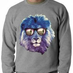 Bewild Lion Wearing Sunglasses Looking At A Zebra Adult Crewneck Cool Funny & Offensive 14 Bewild Lion Wearing Sunglasses Looking At A Zebra Adult Crewneck Cool Funny & Offensive
