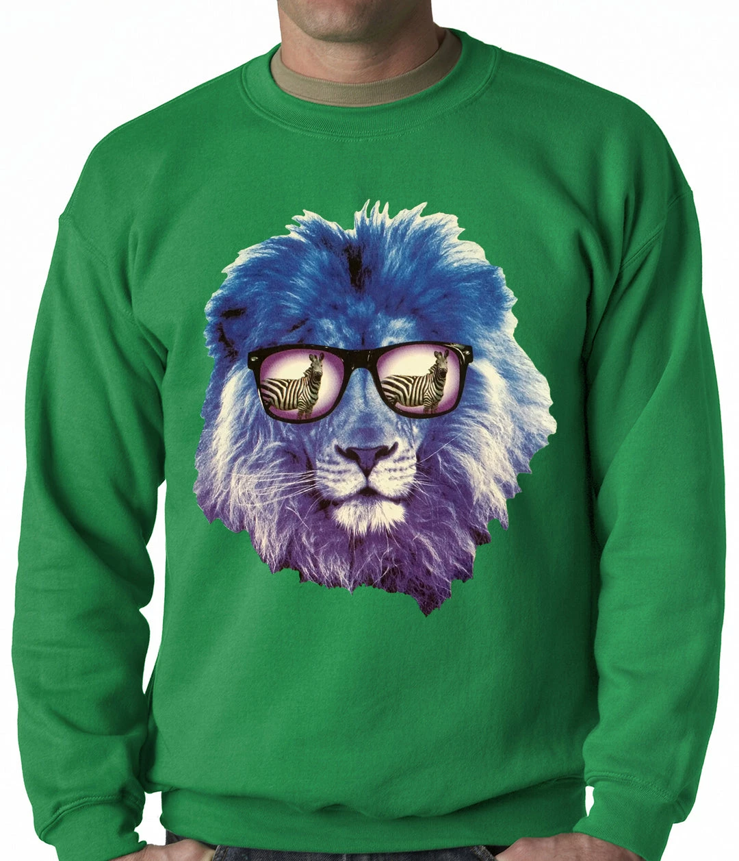 Bewild Lion Wearing Sunglasses Looking At A Zebra Adult Crewneck Cool Funny & Offensive 7 Bewild Lion Wearing Sunglasses Looking At A Zebra Adult Crewneck Cool Funny & Offensive