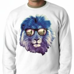 Bewild Lion Wearing Sunglasses Looking At A Zebra Adult Crewneck Cool Funny & Offensive 19 Bewild Lion Wearing Sunglasses Looking At A Zebra Adult Crewneck Cool Funny & Offensive