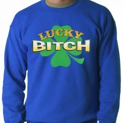 Bewild St.Patricks Day Lucky B*tch Irish Shamrock Crewneck
