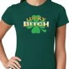 Bewild Lucky B*tch Irish Shamrock Girls T-shirt St.Patricks Day