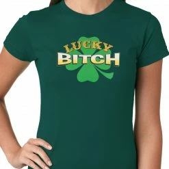 Bewild Lucky B*tch Irish Shamrock Girls T-shirt St.Patricks Day