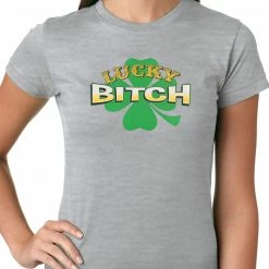 Bewild Lucky B*tch Irish Shamrock Girls T-shirt St.Patricks Day