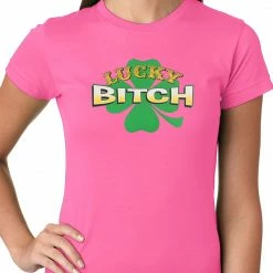 Bewild Lucky B*tch Irish Shamrock Girls T-shirt St.Patricks Day