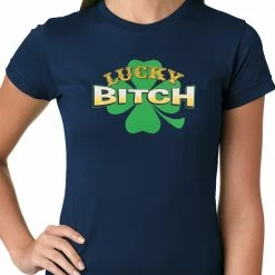 Bewild Lucky B*tch Irish Shamrock Girls T-shirt St.Patricks Day