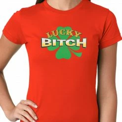 Bewild Lucky B*tch Irish Shamrock Girls T-shirt St.Patricks Day