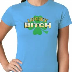 Bewild Lucky B*tch Irish Shamrock Girls T-shirt St.Patricks Day