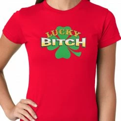 Bewild Lucky B*tch Irish Shamrock Girls T-shirt St.Patricks Day