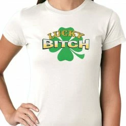 Bewild Lucky B*tch Irish Shamrock Girls T-shirt St.Patricks Day