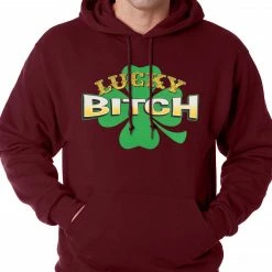 Bewild St.Patricks Day Lucky B*tch Irish Shamrock Hoodie
