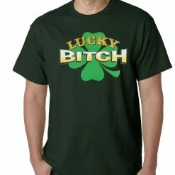 Bewild St.Patricks Day Lucky B*tch Irish Shamrock Mens T-shirt