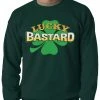 Bewild St.Patricks Day Lucky Bastard Irish Shamrock Crewneck