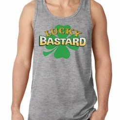 Bewild St.Patricks Day Lucky Bastard Irish Shamrock Tanktop