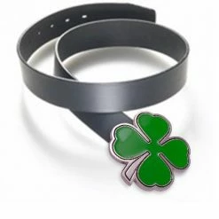 Bewild Lucky Shamrock 4 Leaf Clover Buckle With FREE Leather Belt