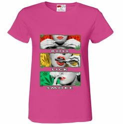 Bewild Marijuana Girl Roll Lick Smoke Girl's T-Shirt Cool Funny & Offensive