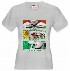Bewild Marijuana Girl Roll Lick Smoke Girl's T-Shirt Cool Funny & Offensive