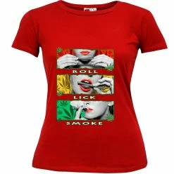 Bewild Marijuana Girl Roll Lick Smoke Girl's T-Shirt Cool Funny & Offensive