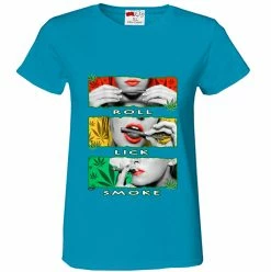 Bewild Marijuana Girl Roll Lick Smoke Girl's T-Shirt Cool Funny & Offensive