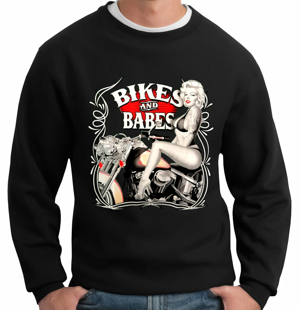 Bewild Biker Style Marilyn Monroe Bikes And Babes Crewneck Sweatshirt 4 Bewild Biker Style Marilyn Monroe Bikes And Babes Crewneck Sweatshirt