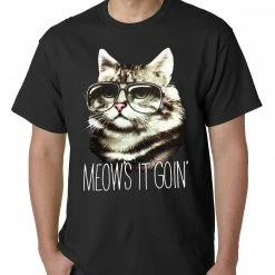 Bewild Cool Funny & Offensive Meow's It Going Funny Cat Mens T-shirt
