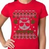 Bewild Meowy Christmas - “Cool Cat With Glasses” Ugly Christmas Ladies T-shirt