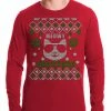 Bewild Holiday Prints Meowy Christmas - “Cool Cat With Glasses” Ugly Christmas Thermal Shirt