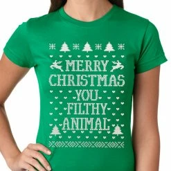 Bewild Merry Christmas You Filthy Animal Girls T-shirt Holiday Prints