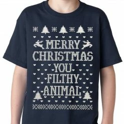 Bewild Holiday Prints Merry Christmas You Filthy Animal Kids T-Shirt