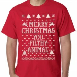 Bewild Holiday Prints Merry Christmas You Filthy Animal Mens T-shirt