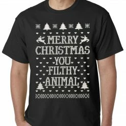 Bewild Holiday Prints Merry Christmas You Filthy Animal Mens T-shirt