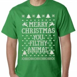 Bewild Holiday Prints Merry Christmas You Filthy Animal Mens T-shirt