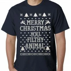 Bewild Holiday Prints Merry Christmas You Filthy Animal Mens T-shirt
