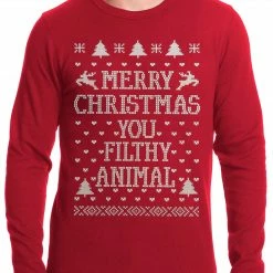 Bewild Holiday Prints Merry Christmas You Filthy Animal THERMAL Shirt