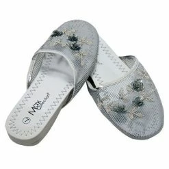 Bewild Mesh Chinese Slippers For Weddings And Casual Wear (Silver)