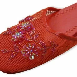 Bewild Mesh Chinese Slippers (Red)