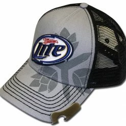 Bewild Brimmed Hats Miller Lite Bottle Opener 3 Hops Trucker Hat 10 Bewild Brimmed Hats Miller Lite Bottle Opener 3 Hops Trucker Hat