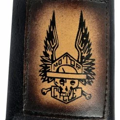 Bewild Motor Cycle Skull And Crossbones Leather Chain Wallet Wallets & Chains