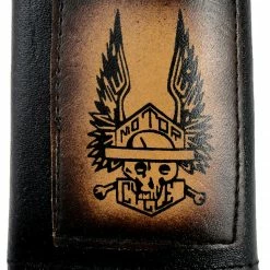 Bewild Motor Cycle Skull And Crossbones Leather Chain Wallet Wallets & Chains