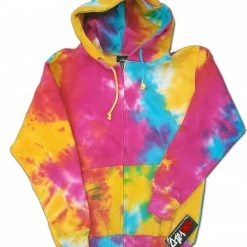 Bewild Multicolor Tie Dye Zip-Up Adult Size Hoodie Sweatshirt With Full Zipper