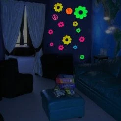 Bewild Neon & Black Light Accessories Neon Groovy Flowers Black Light Reactive Wall Decorations