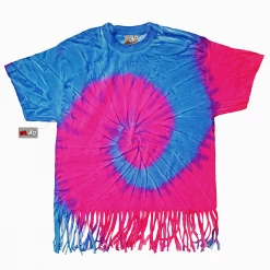 Bewild Tie Dye Tops Neon Pink And Blue Tie Dye Fringe Kids T-shirt