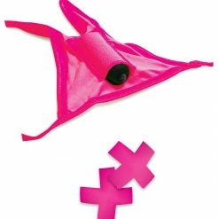 Bewild Neon Vibrating Crotchless Panty And Pasties Set